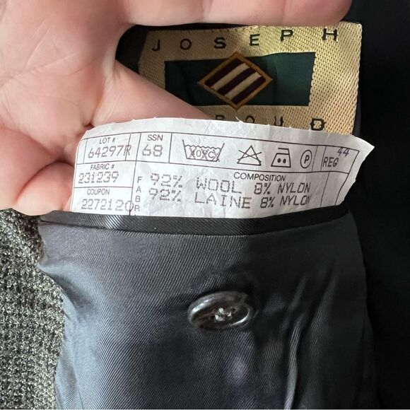 Men's Joseph Abboud 3 Button Tweed Tan/Brown Wool Blazer Size 44R - Picture 9 of 12